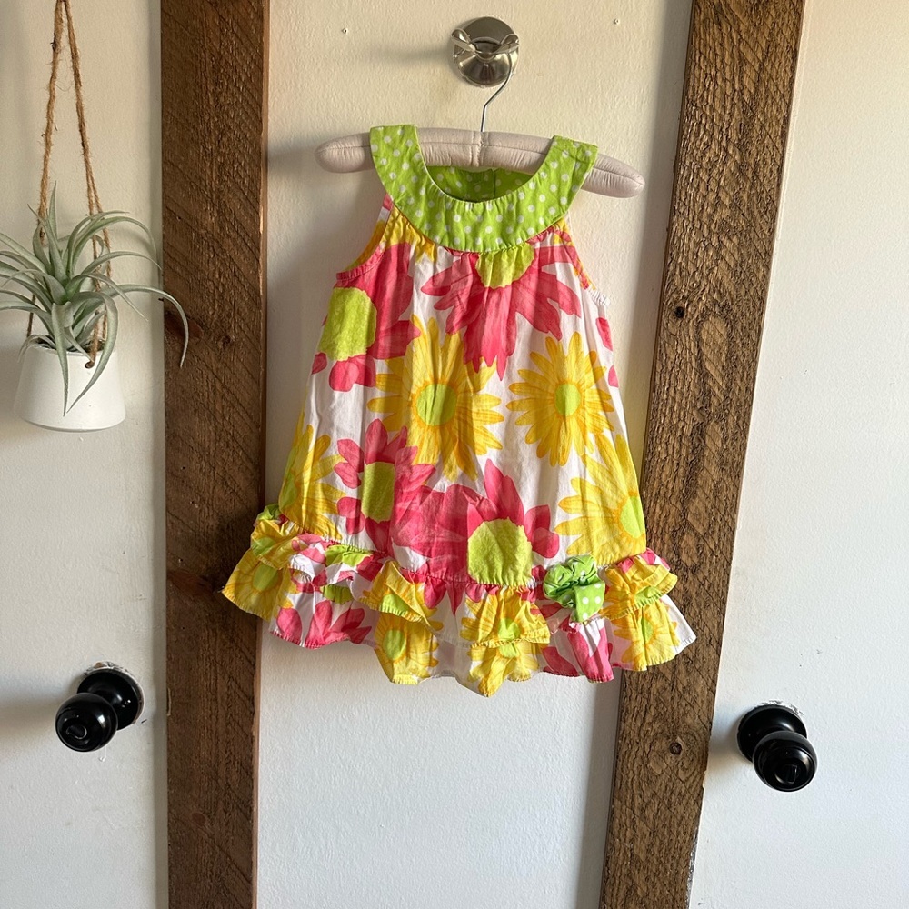 Boutique Jessica Ann Baby Toddler Girls Retro Floral Spring Summer Sundress - Picture 2 of 7